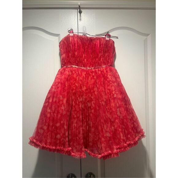 HUTCH Lenzy Strapless Pink Pleated Mini Dress princess poofy size S NWT - Picture 4 of 10